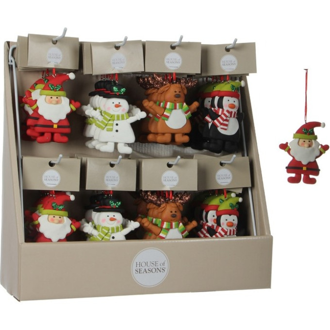 Набор HOUSE OF SEASONS, 48 шт. Глиняных подвесок, рождественские фигуры, 4 вида, 7*0,5 см, красный/белый 83813
