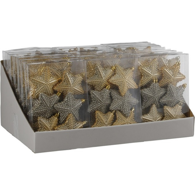 Набор пластиковых украшений HOUSE OF SEASONS, Звезда, 6 шт., 8*0,5см, золото 84035